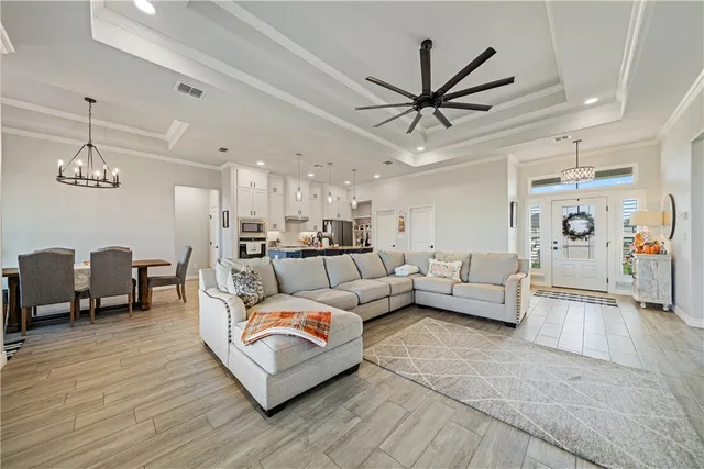 a living room with furniture