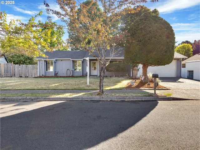 a view of a house with a backyard