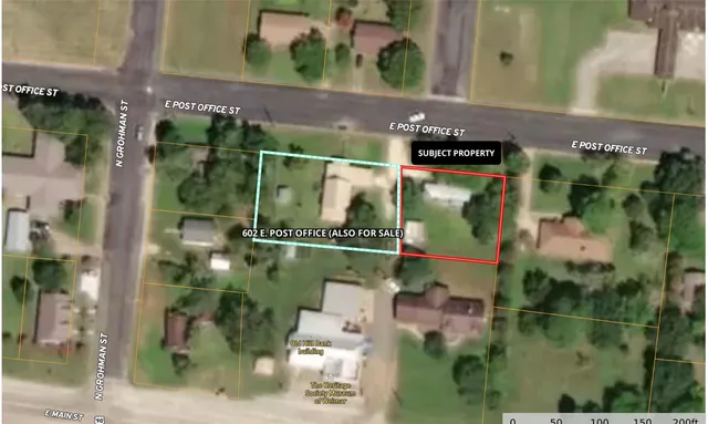 an aerial view of a residential houses