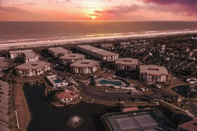 an aerial view of multiple house
