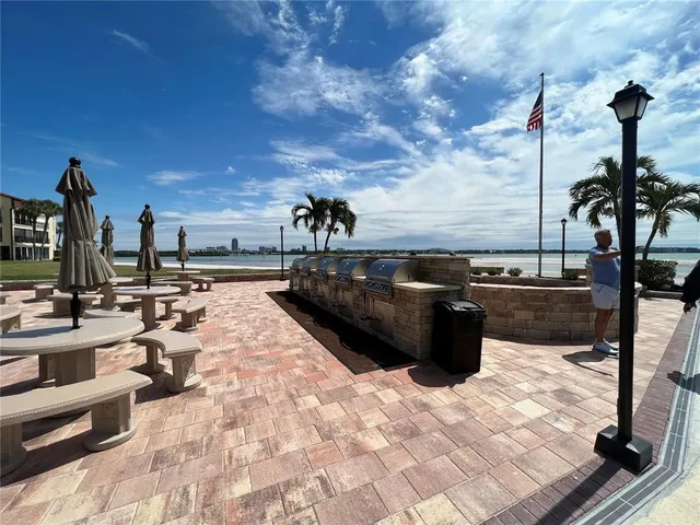 a view of a terrace with seating area