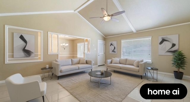 2715 Toyah Avenue Houston, TX 77039 - Photo 2 of 18 Experience modern elegance in this bright, inviting living room featuring high vaulted ceilings and abundant natural light. Perfect for both relaxation and entertaining.