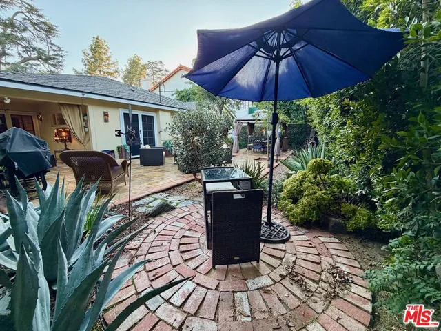 a view of balcony with furniture