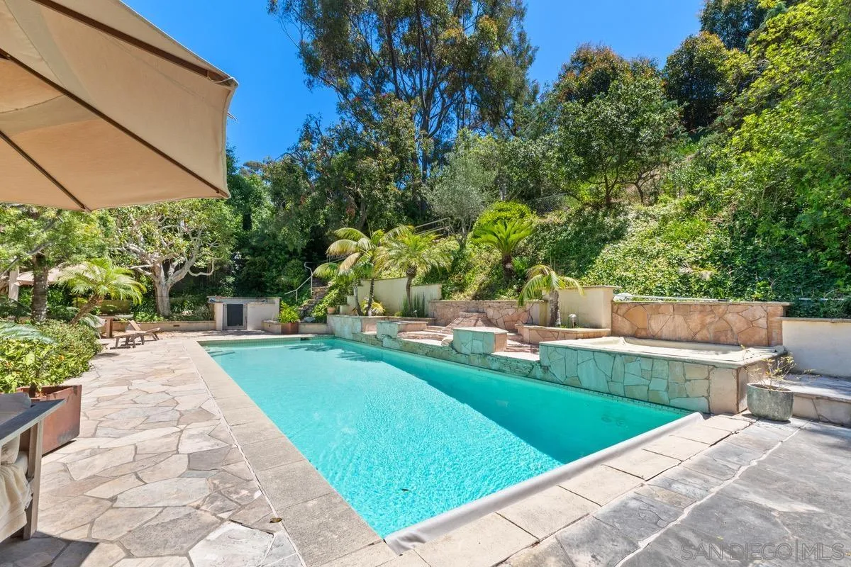 6729 Avenida Andorra La Jolla, CA 92037 - Photo 23 of 27 a view of backyard with a garden and fire pit