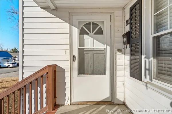 a view of wooden door