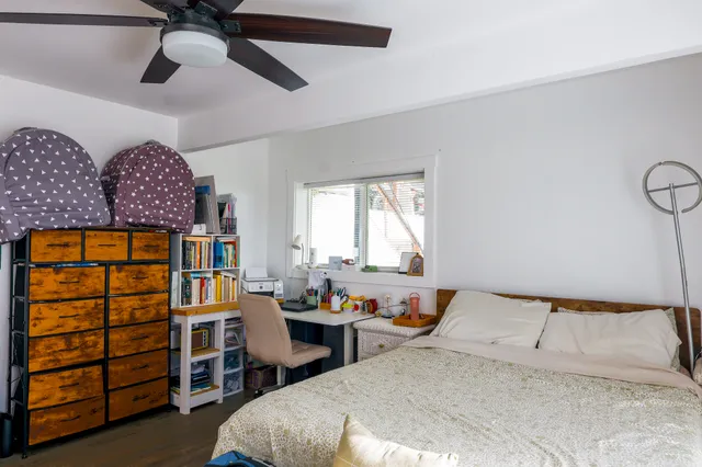 a view of a backyard with pathway