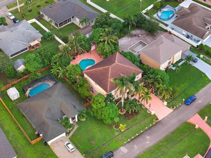 an aerial view of a house