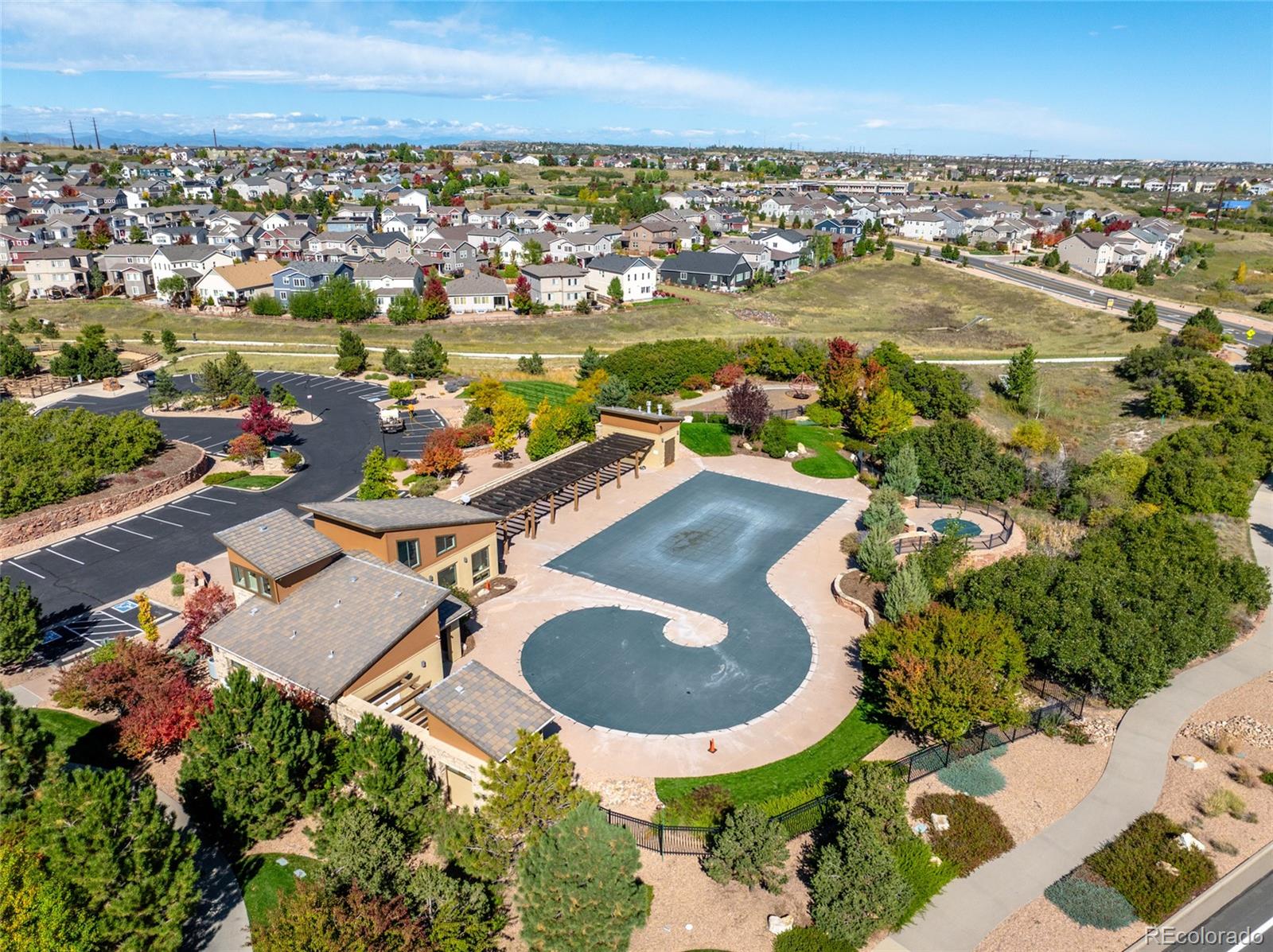 1444 Sidewinder Circle Castle Rock, CO 80108 - Photo 36 of 40 an aerial view of residential houses with outdoor space