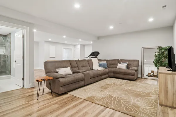 a living room with furniture and a couch