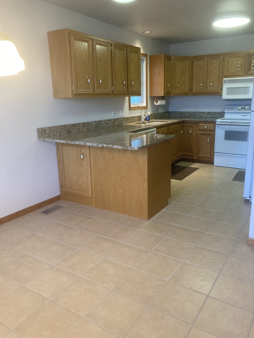 Undisclosed Address Joliet, IL 60435 - Photo 4 of 20 a kitchen with kitchen island granite countertop a sink a counter top space and cabinets