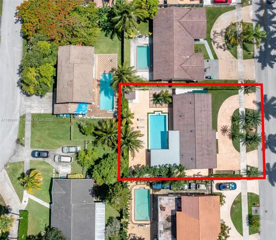 an outdoor space with potted plants