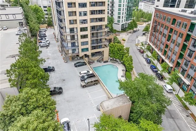 a view of a city with tall buildings