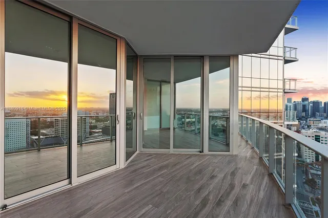 a view of a city from a balcony