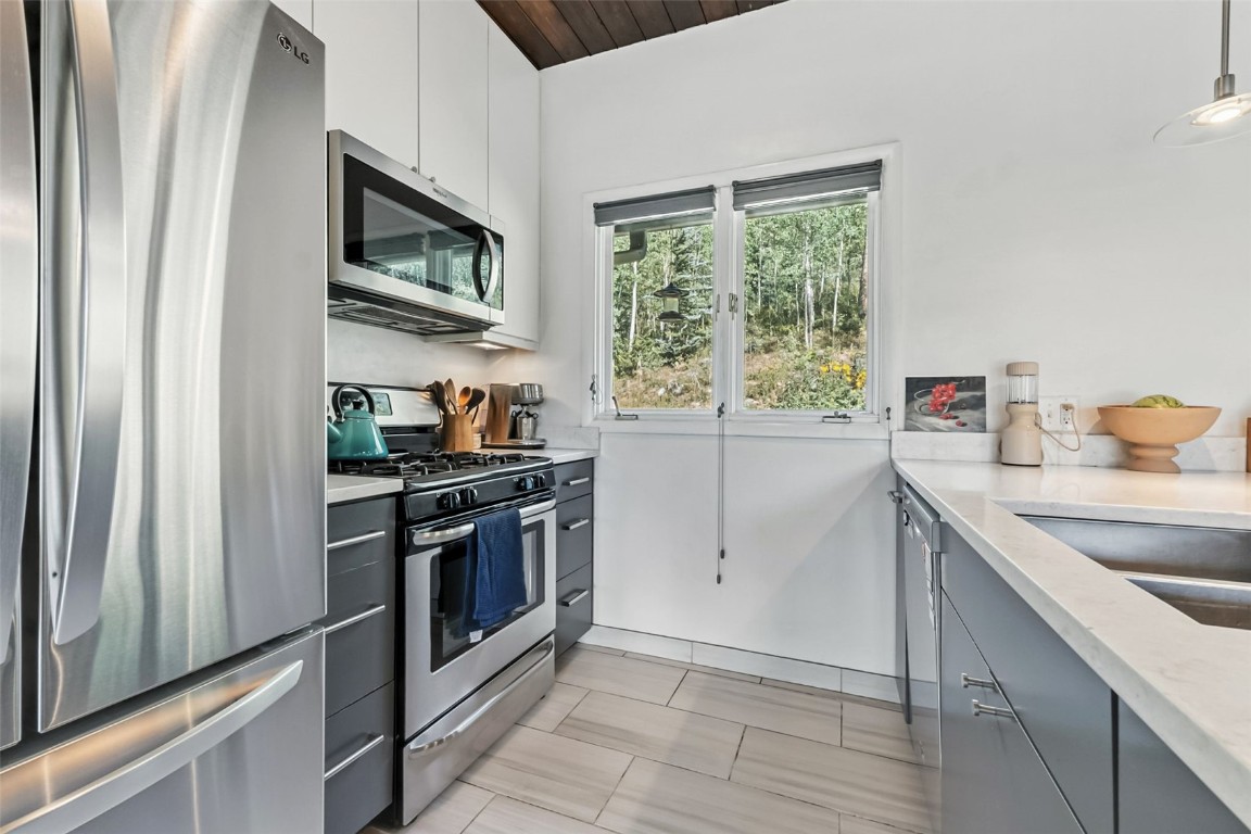 218 Deer Path Road Dillon, CO 80435 - Photo 13 of 49 a kitchen with stainless steel appliances granite countertop a refrigerator and a sink
