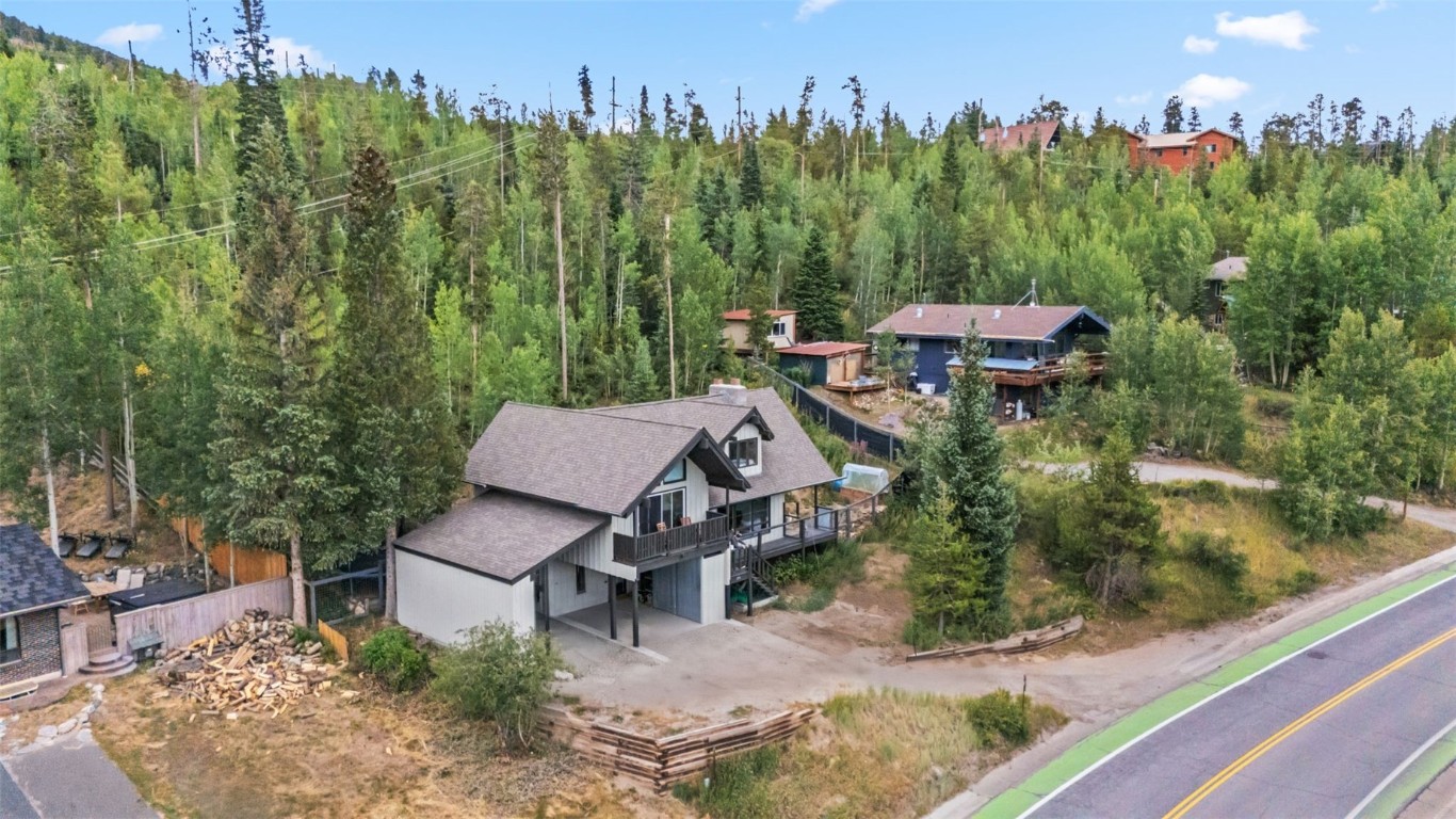 218 Deer Path Road Dillon, CO 80435 - Photo 44 of 49 an aerial view of a house with garden space and trees