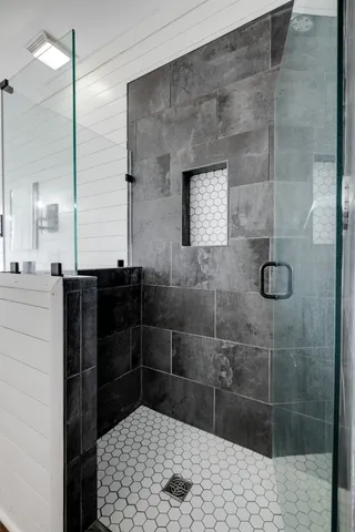 a bathroom with a shower