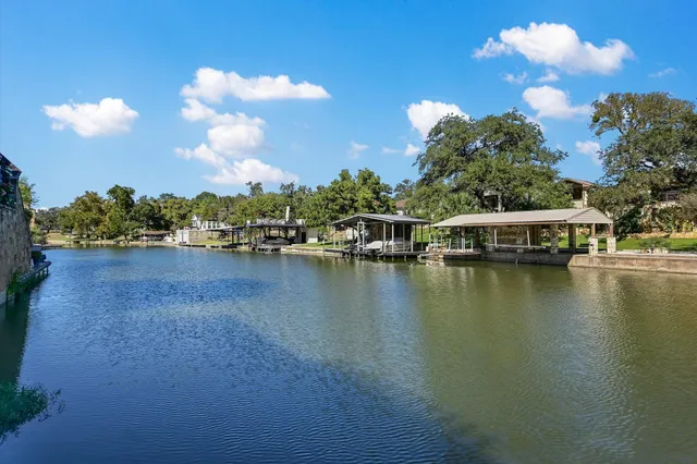 a view of a lake with houses