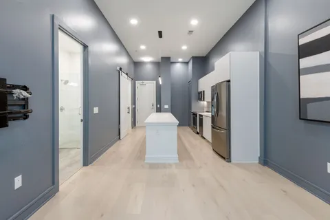 a view of an empty walk in closet