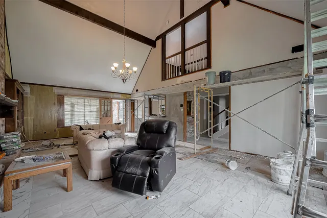 a living room with furniture