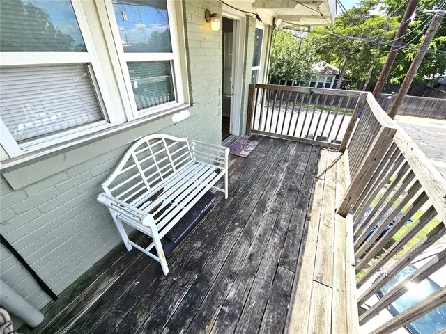 a view of a bench in the roof deck