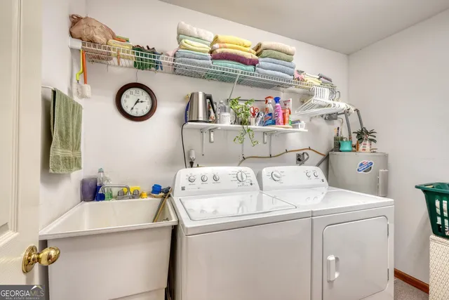a yellow house with trees in front of it