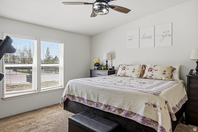 1637 East Midvalley Road Enoch, UT 84721 - Photo 16 of 48 Carpeted bedroom with a ceiling fan and lofted ceiling
