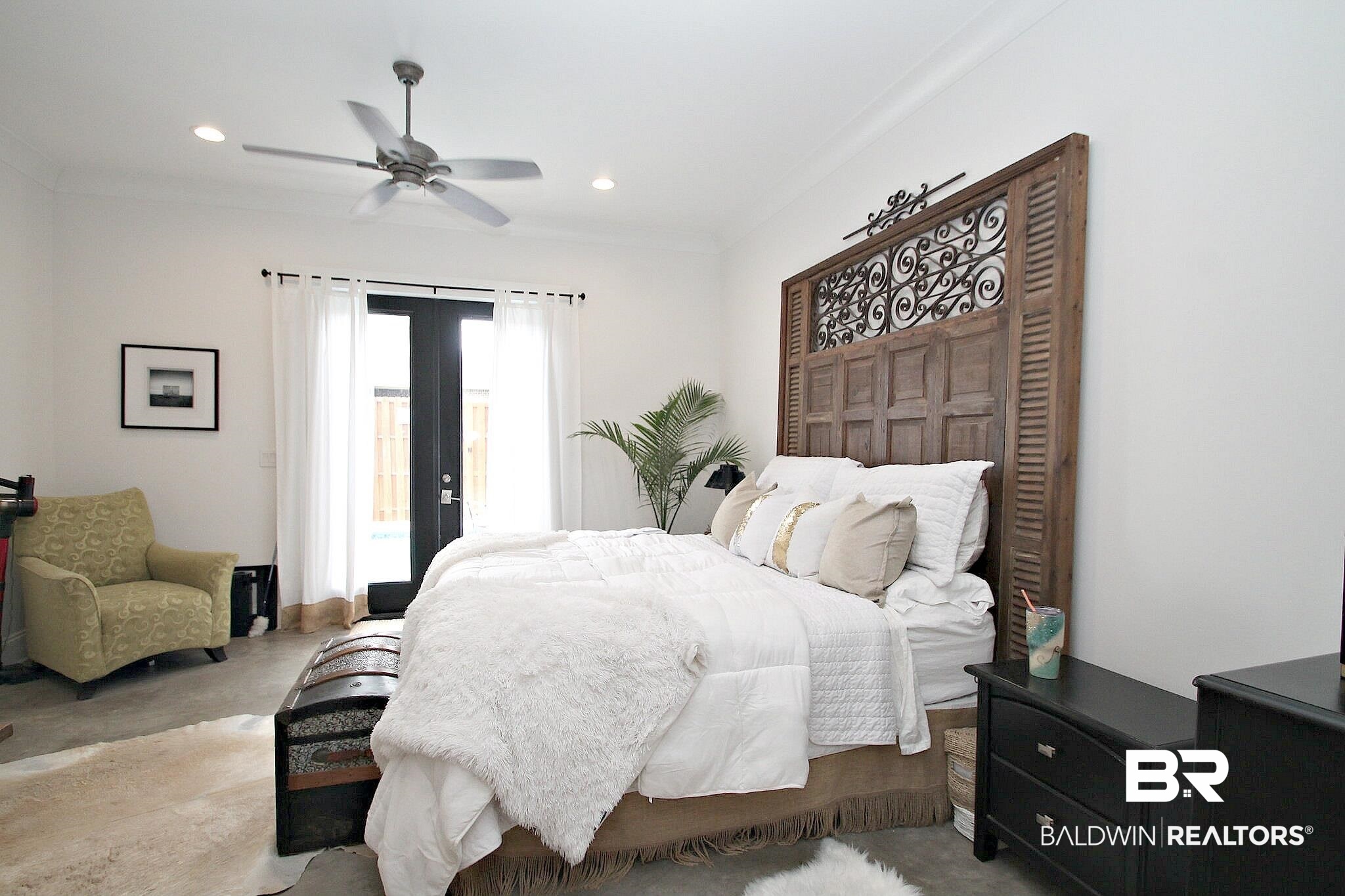 3415 Rue Royal Mobile, AL 36693 - Photo 18 of 31 Bedroom with crown molding, recessed lighting, ceiling fan, and access to outside