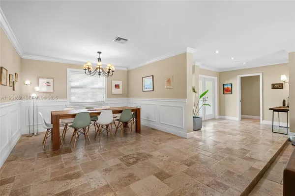 a view of a dining area with furniture