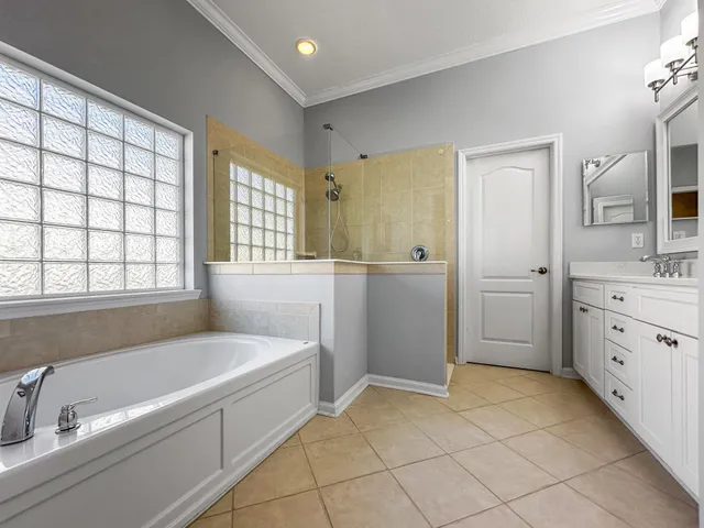a bathroom with a bath tub and a shower