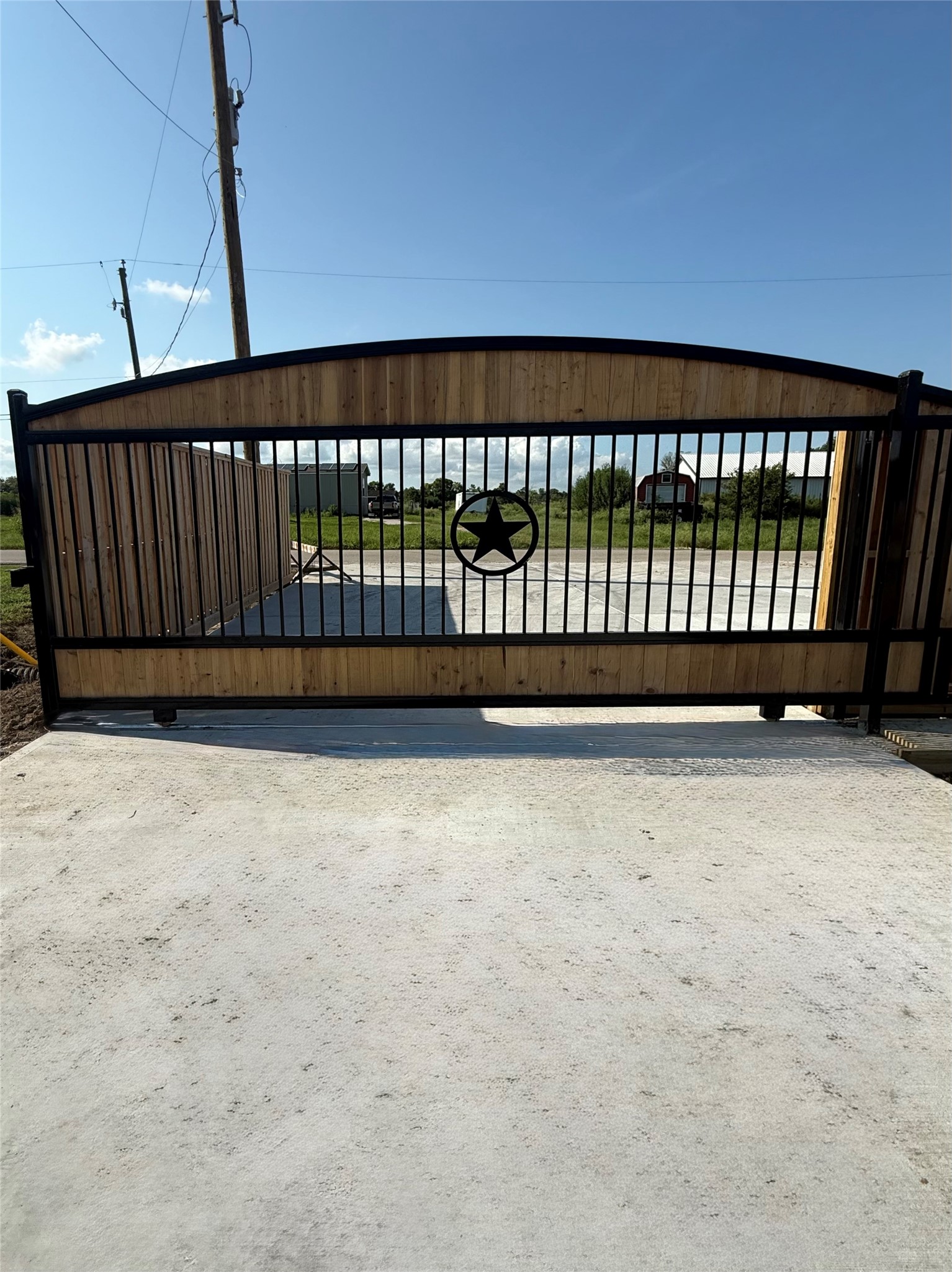 a view of a black gate