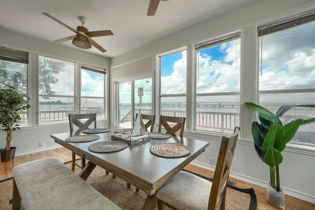 a view of a dining room and livingroom view