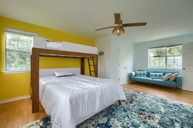 a view of a terrace with sky view