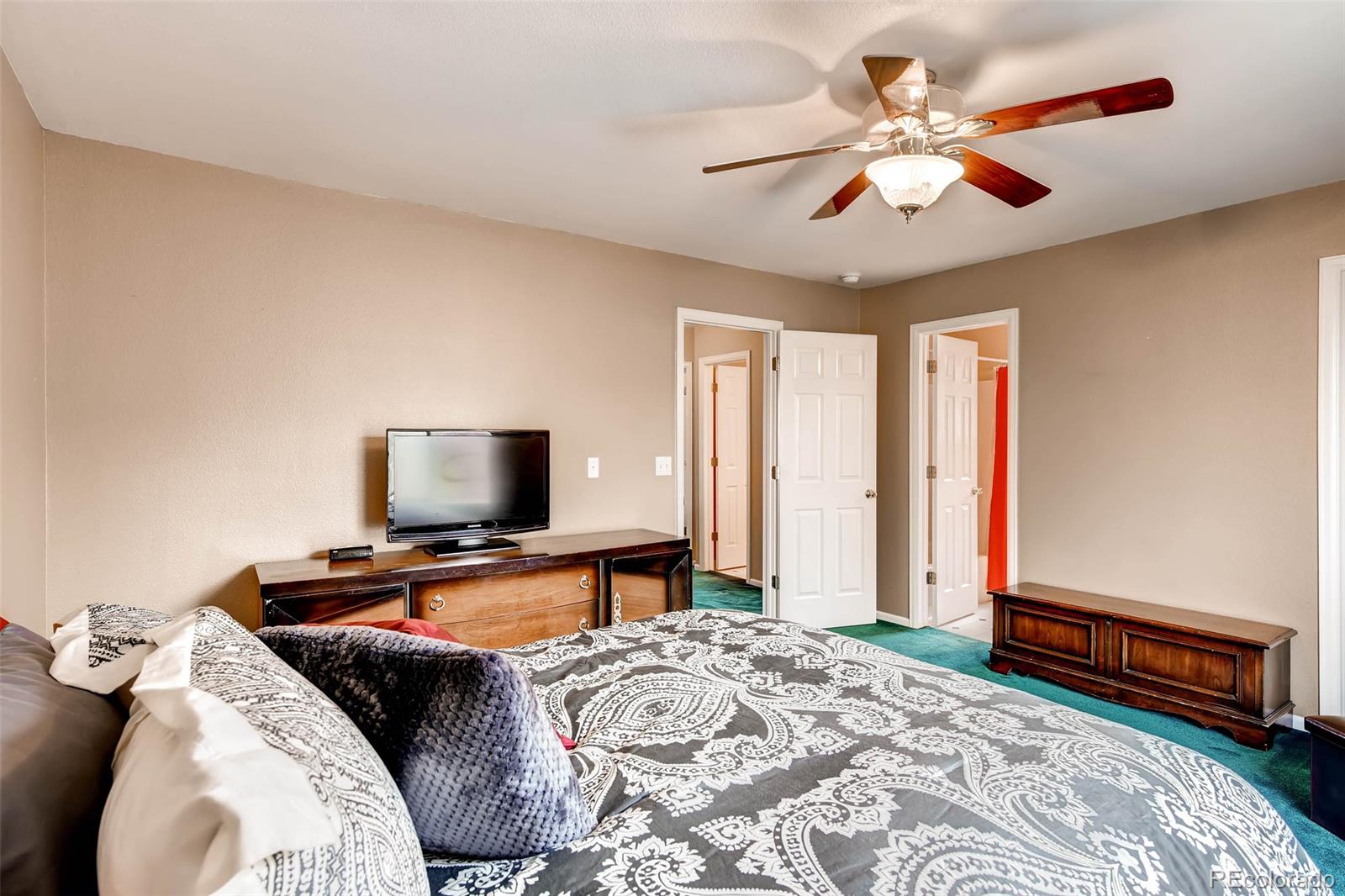 9645 South Castle Ridge Circle Highlands Ranch, CO 80129 - Photo 28 of 28 a bedroom with a bed and a flat screen tv
