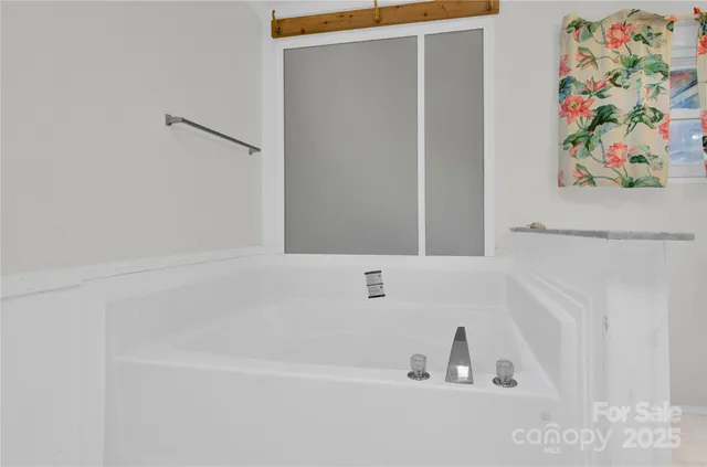 a bathroom with a bathtub