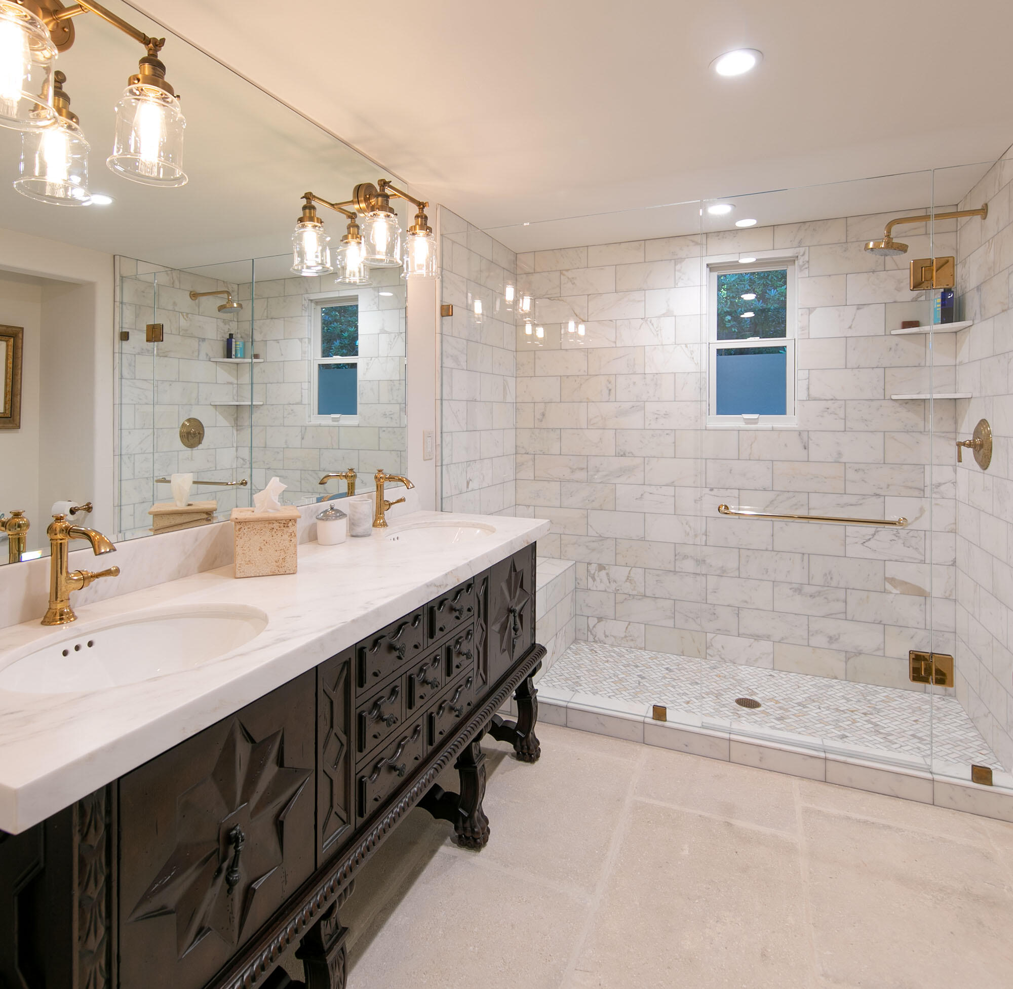 747 Via Manana Montecito, CA 93108 - Photo 23 of 49 a bathroom with a double vanity sink mirror and bathtub