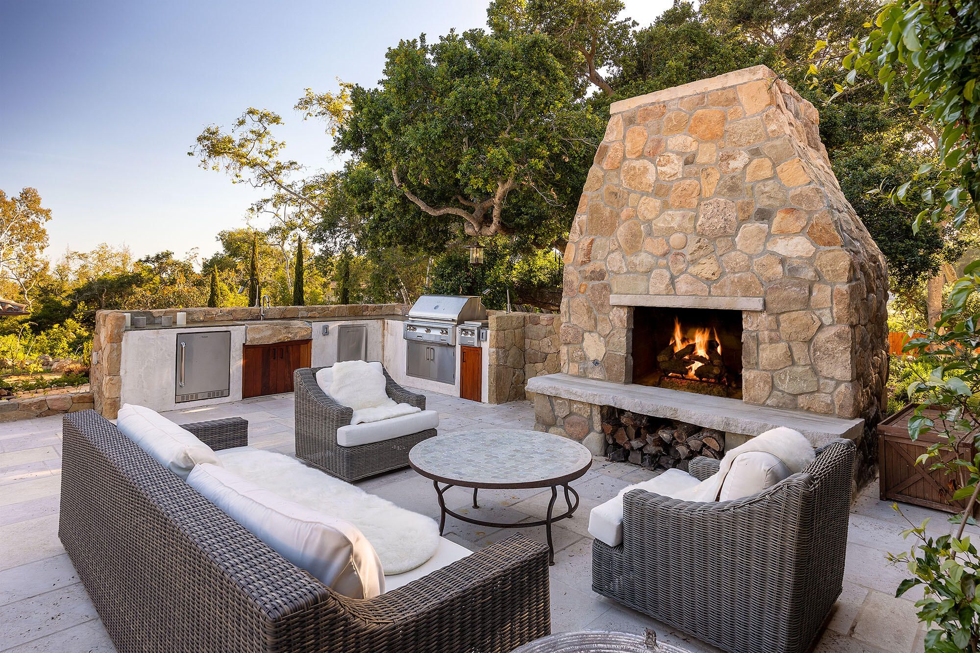 747 Via Manana Montecito, CA 93108 - Photo 24 of 49 a outdoor living space with patio furniture and a fireplace