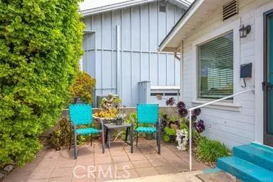 a view of backyard with outdoor seating and plants