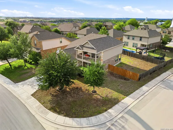 an aerial view of a house
