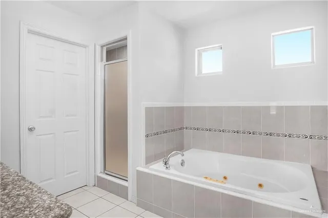 a bathroom with a bathtub