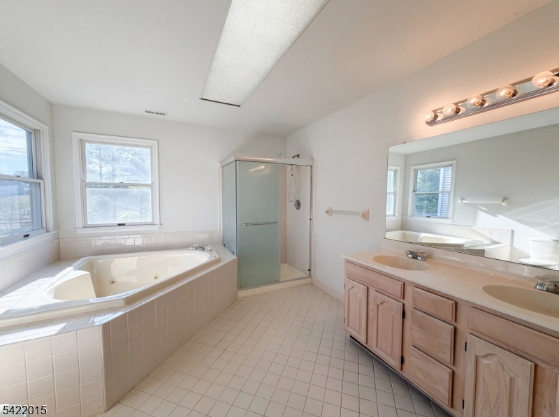 40 Glen Eagles Road Washington, NJ 07882 - Photo 25 of 38 a spacious bathroom with a granite countertop tub sink shower and mirror