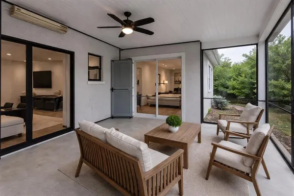 a outdoor space with furniture