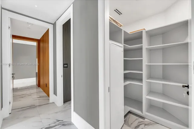 a view of closet area with empty racks