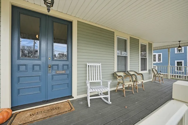 an outdoor view with patio