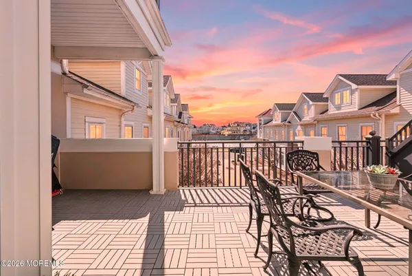 a view of a balcony with a couch