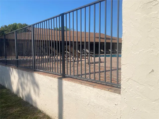 a view of a balcony with window