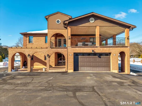 an aerial view of a swimming pool