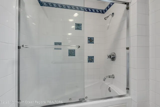 a bathroom with a bathtub