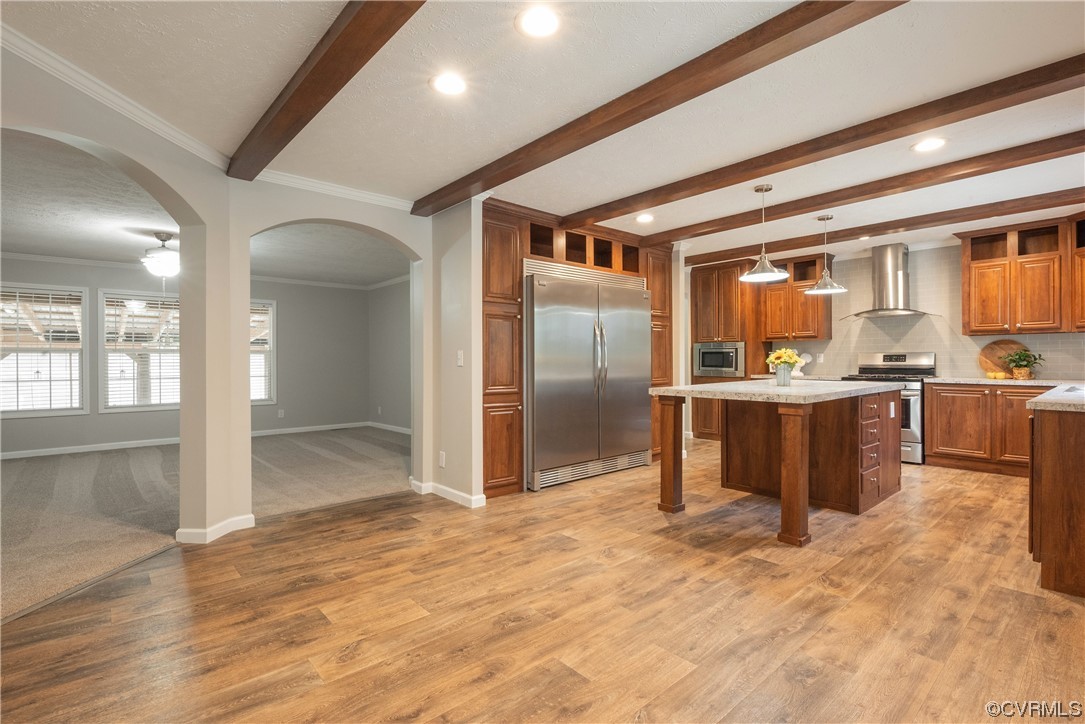 20602 Reese Road Dinwiddie, VA 23841 - Photo 10 of 50 a kitchen with stainless steel appliances kitchen island granite countertop a refrigerator and cabinets
