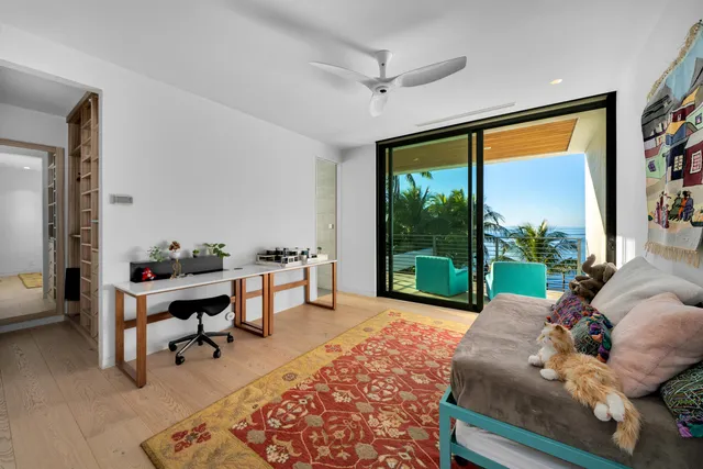 a view of a terrace with seating space