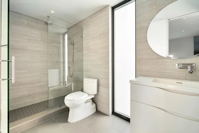 front view of a building with a street